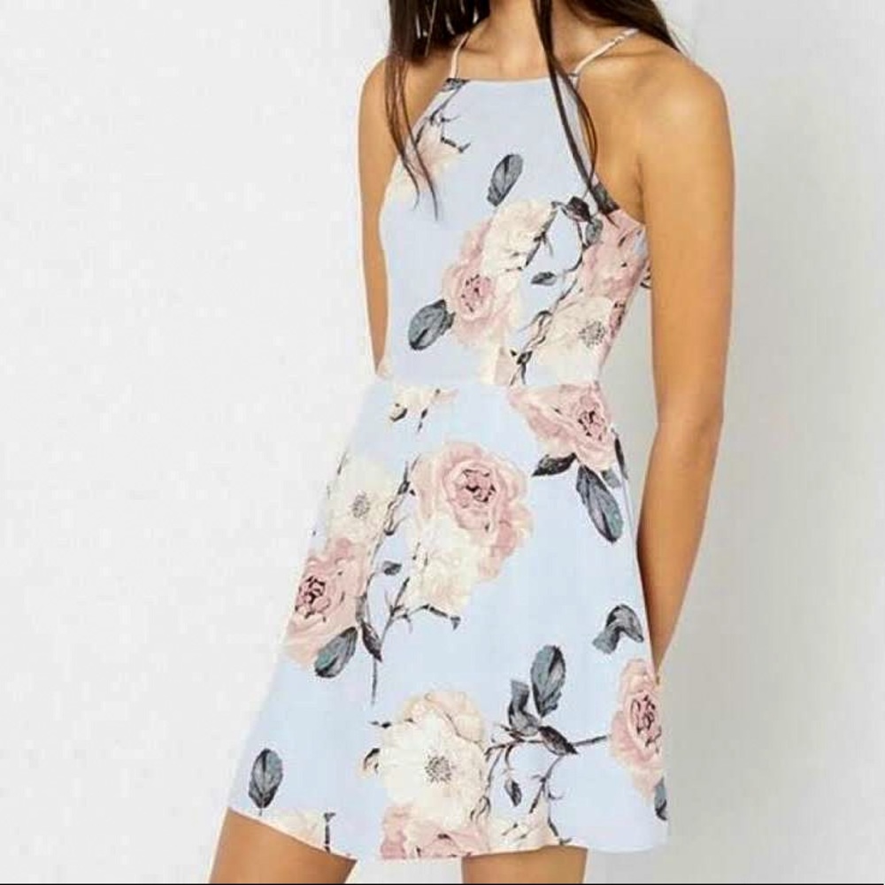 High neck floral dress